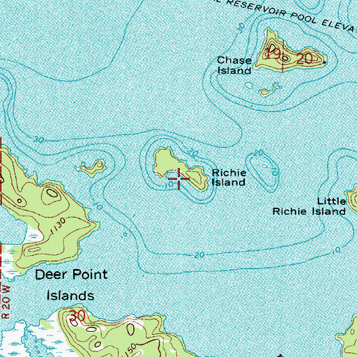 Topographic Map of Richie Island, MN