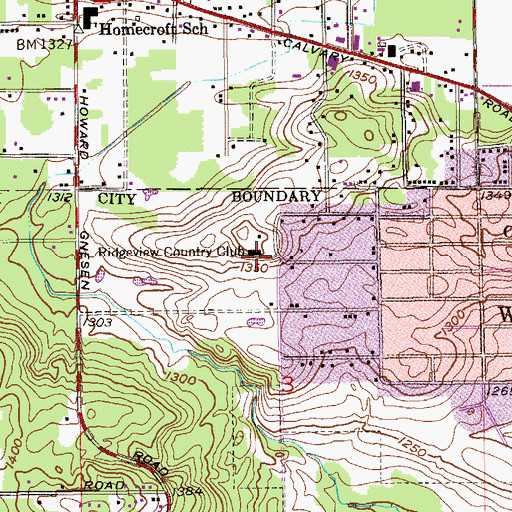 Topographic Map of Ridgeview Country Club, MN