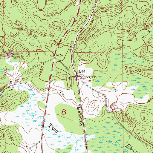 Topographic Map of Rivers, MN