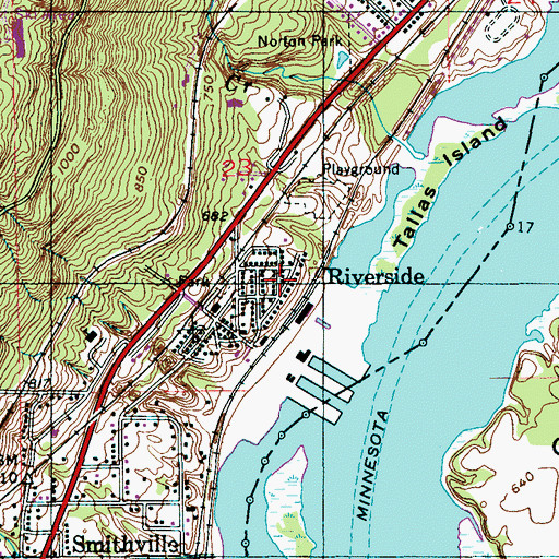 Topographic Map of Riverside, MN