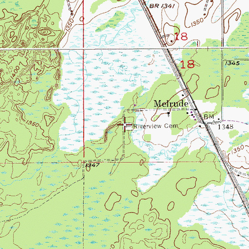Topographic Map of Riverview Cemetery, MN