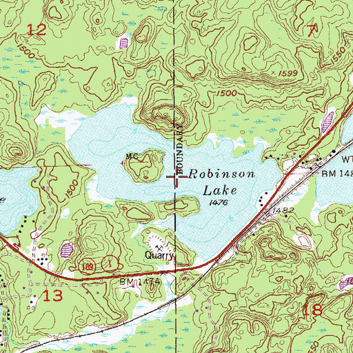 Topographic Map of Robinson Lake, MN