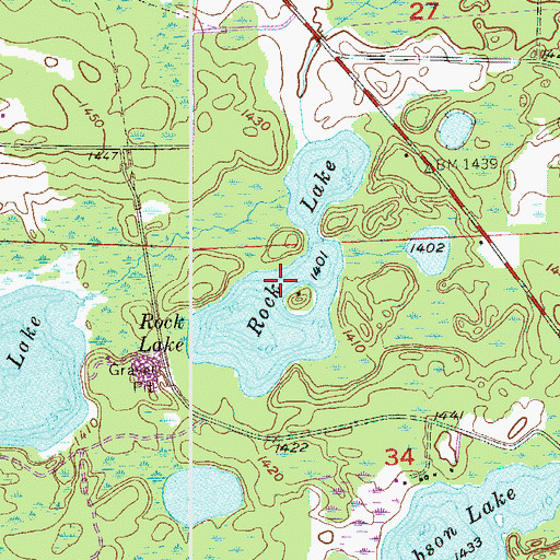 Topographic Map of Rock Lake, MN
