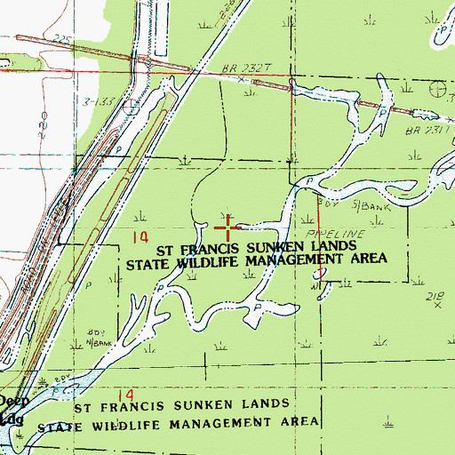 Topographic Map of Saint Francis Sunken Lands State Wildlife Management Area, AR