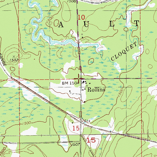 Topographic Map of Rollins, MN