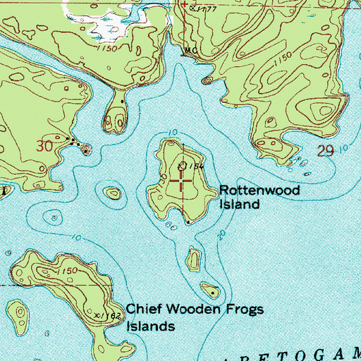 Topographic Map of Rottenwood Island, MN