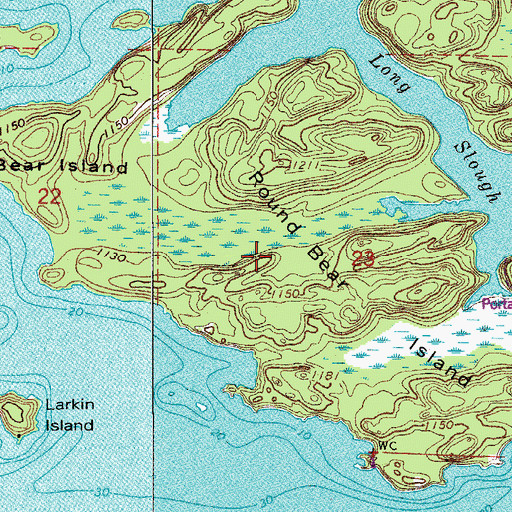 Topographic Map of Round Bear Island, MN