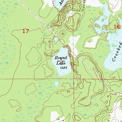 Topographic Map of Round Lake, MN