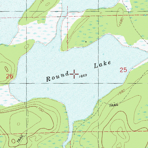 Topographic Map of Round Lake, MN