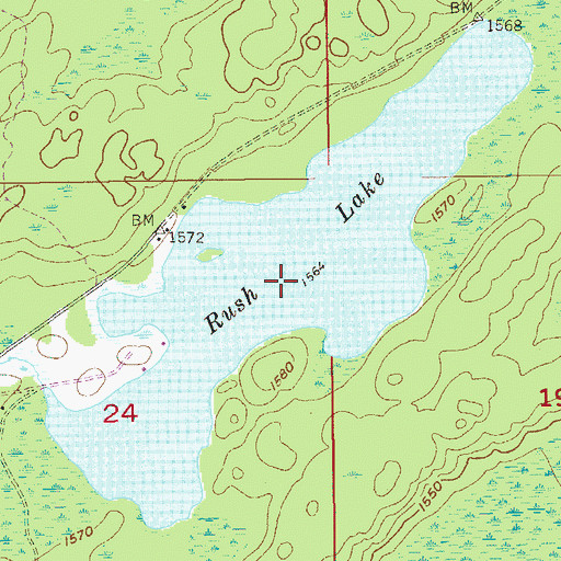 Topographic Map of Rush Lake, MN
