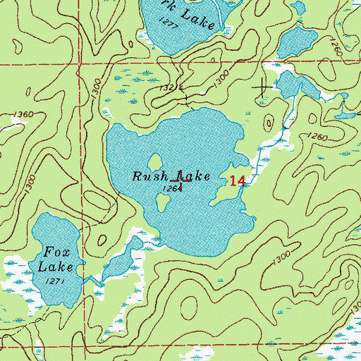 Topographic Map of Rush Lake, MN