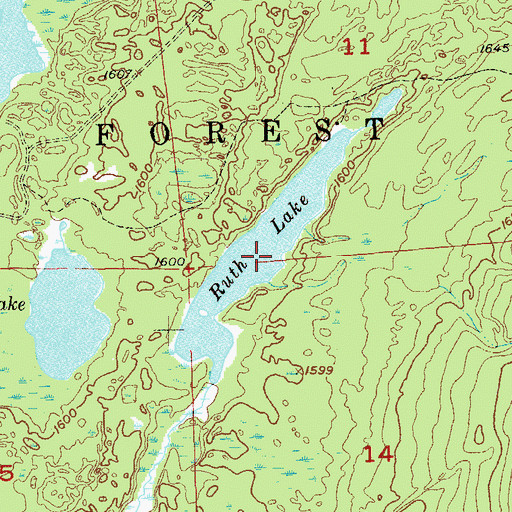 Topographic Map of Ruth Lake, MN