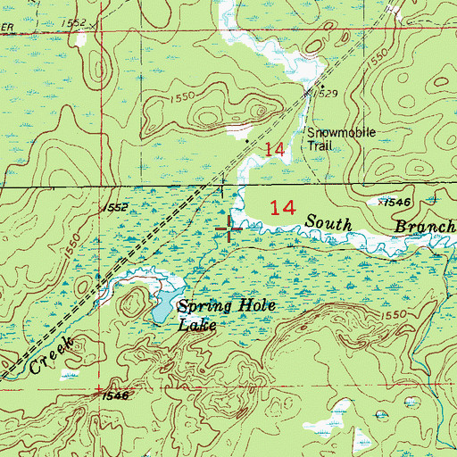 Topographic Map of Ryan Creek, MN