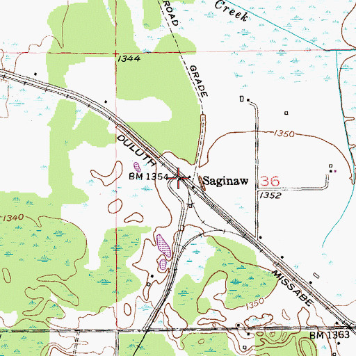 Topographic Map of Saginaw, MN
