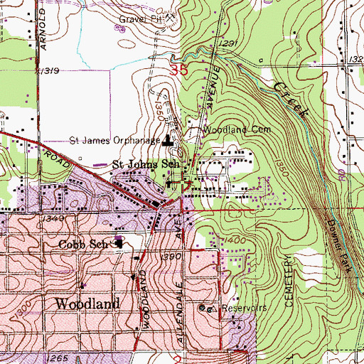 Topographic Map of Saint Johns School, MN