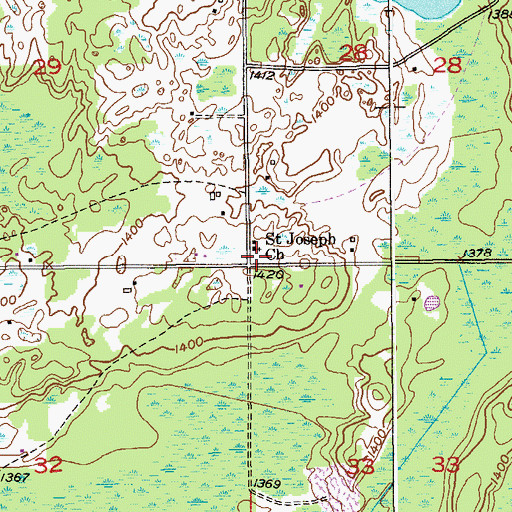 Topographic Map of Saint Joseph Church, MN