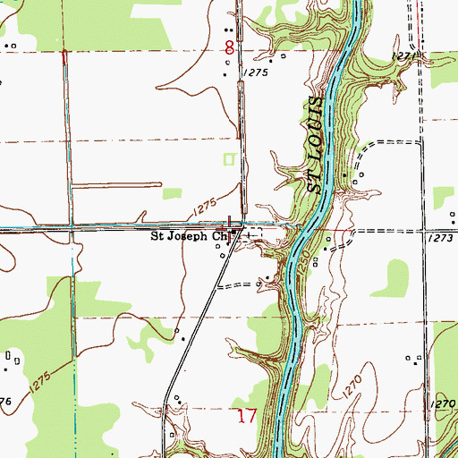Topographic Map of Saint Joseph Church, MN