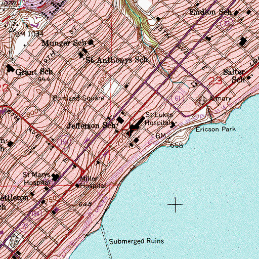 Topographic Map of Saint Luke's Hospital, MN