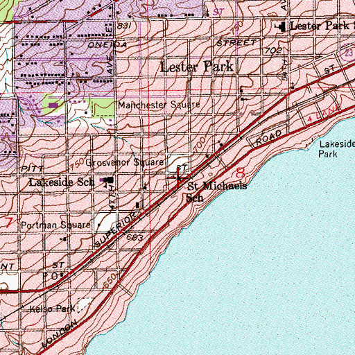 Topographic Map of Saint Michaels School, MN