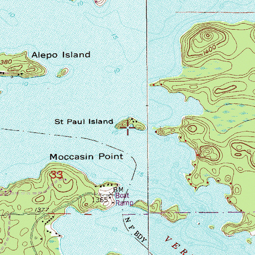 Topographic Map of Saint Paul Island, MN