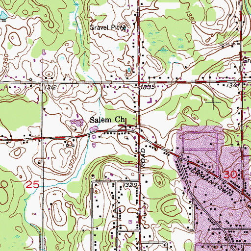Topographic Map of Salem Church, MN