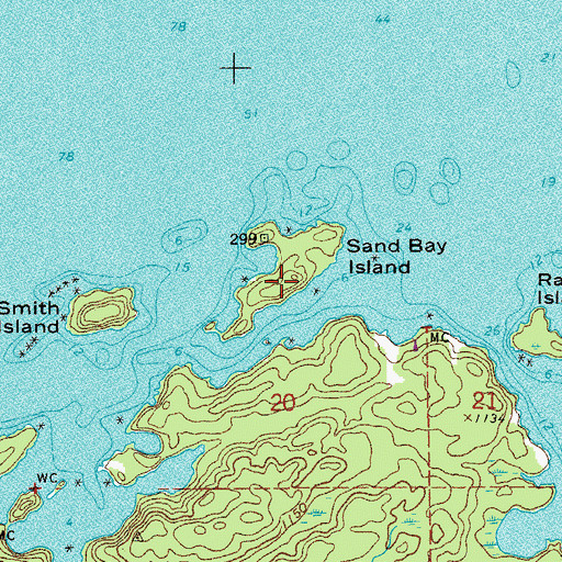 Topographic Map of Sand Bay Island, MN