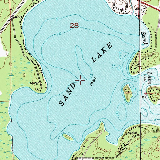 Topographic Map of Sand Lake, MN