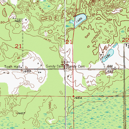 Topographic Map of Sandy Cemetery, MN