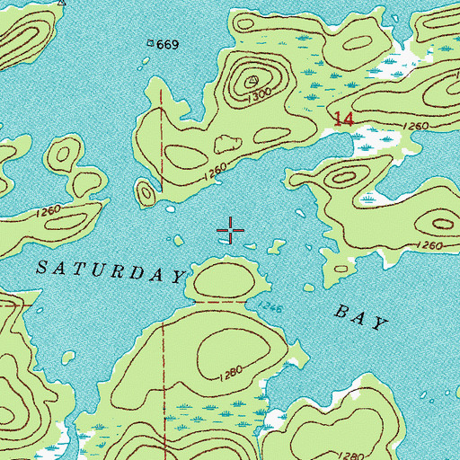 Topographic Map of Saturday Bay, MN