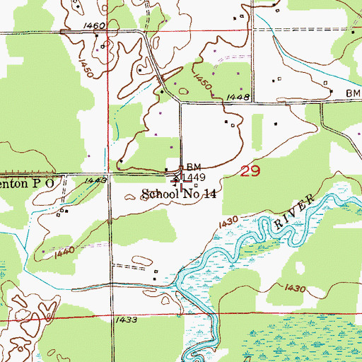 Topographic Map of School Number 14, MN