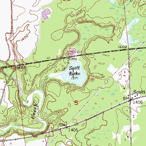 Topographic Map of Scott Lake, MN