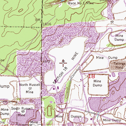 Topographic Map of Section Eighteen Mine, MN