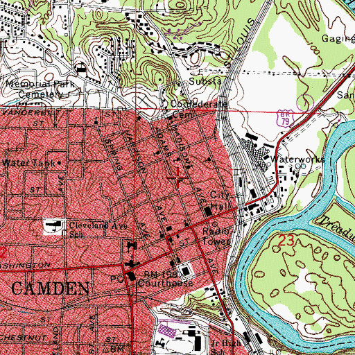 Topographic Map of Calvary Assembly of God Church, AR