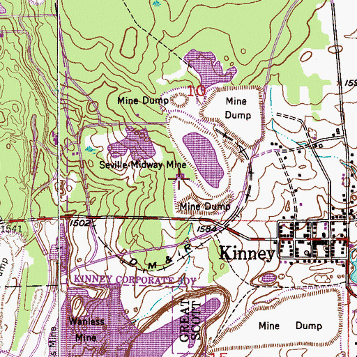 Topographic Map of Seville-Midway Mine, MN