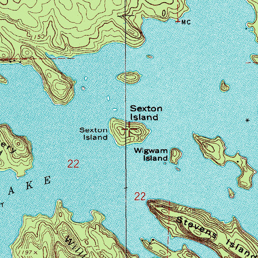 Topographic Map of Sexton Island, MN