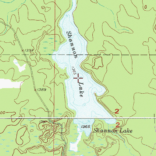 Topographic Map of Shannon Lake, MN