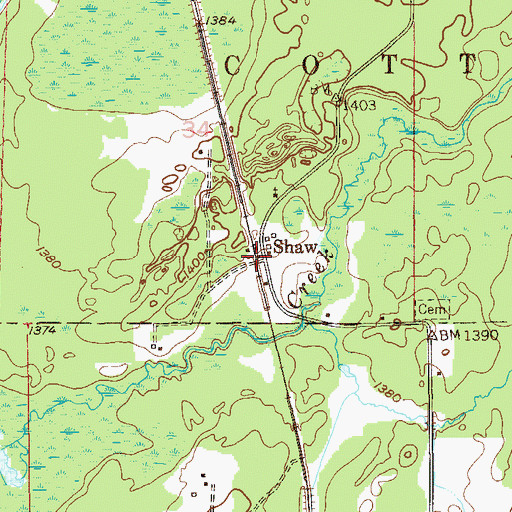 Topographic Map of Shaw, MN
