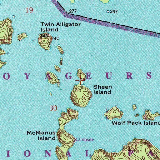 Topographic Map of Sheen Island, MN