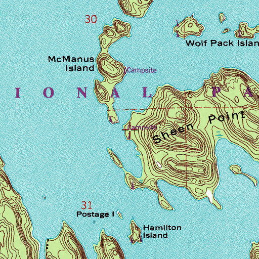 Topographic Map of Sheen Point, MN