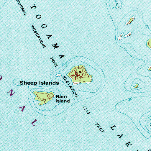 Topographic Map of Sheep Islands, MN