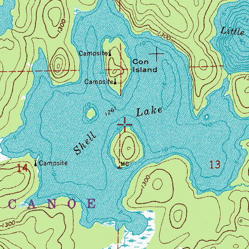 Topographic Map of Shell Lake, MN