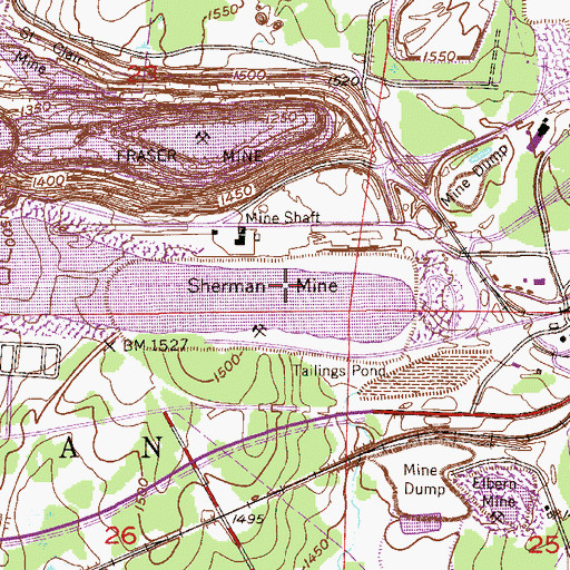 Topographic Map of Sherman Mine, MN