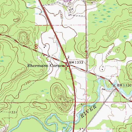 Topographic Map of Shermans Corner, MN