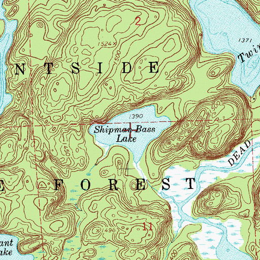 Topographic Map of Shipman Bass Lake, MN