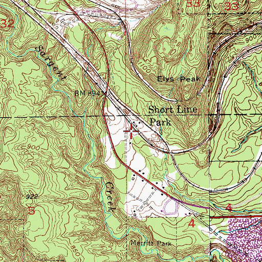 Topographic Map of Short Line Park, MN