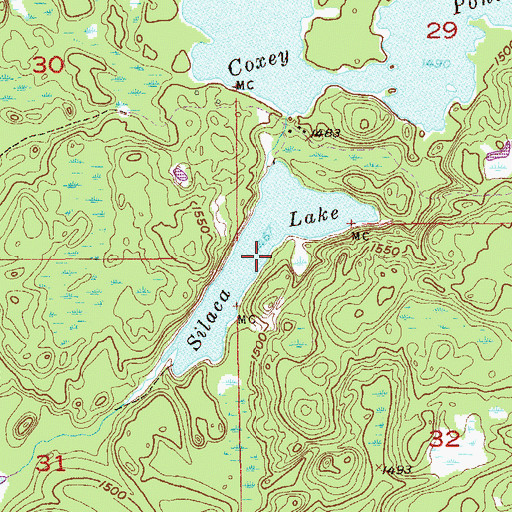 Topographic Map of Silaca Lake, MN