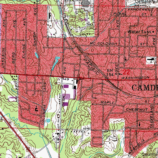 Topographic Map of Church of Christ, AR