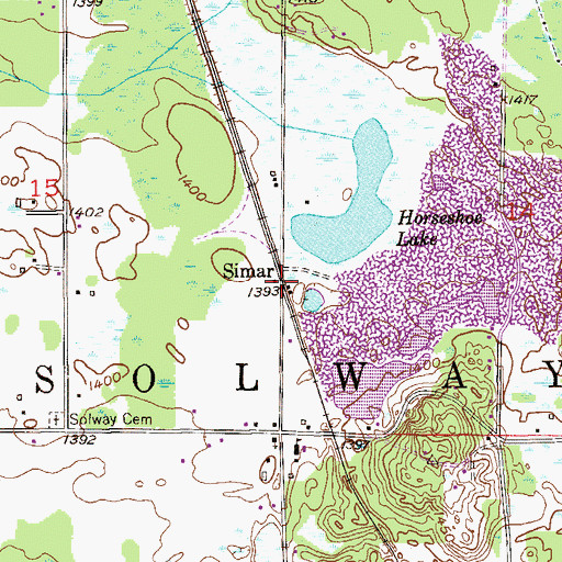 Topographic Map of Simar, MN
