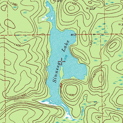 Topographic Map of Sinneeg Lake, MN