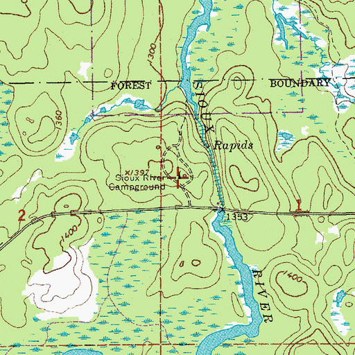 Topographic Map of Sioux River Campground, MN